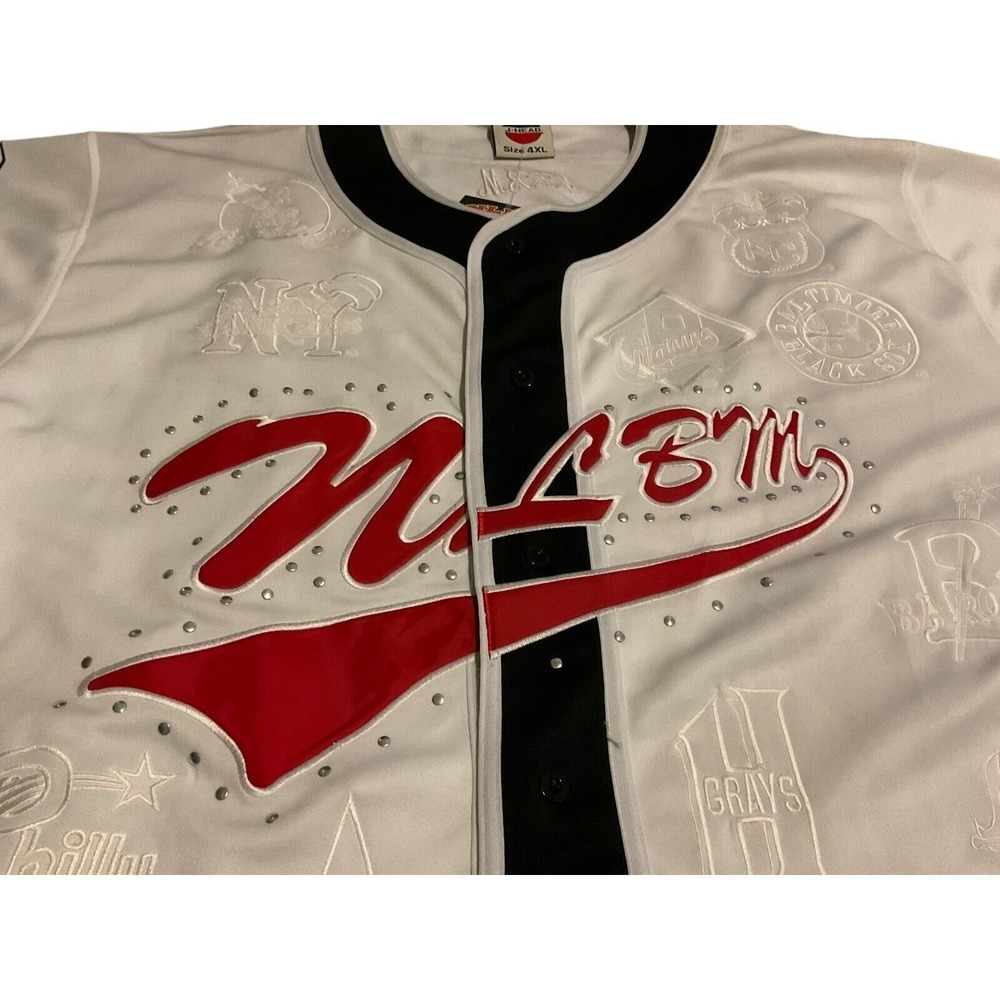 J-HEAD Mens Negro Leagues Baseball Museum NLBM Embroidered Rhinestone Jersey 4XL